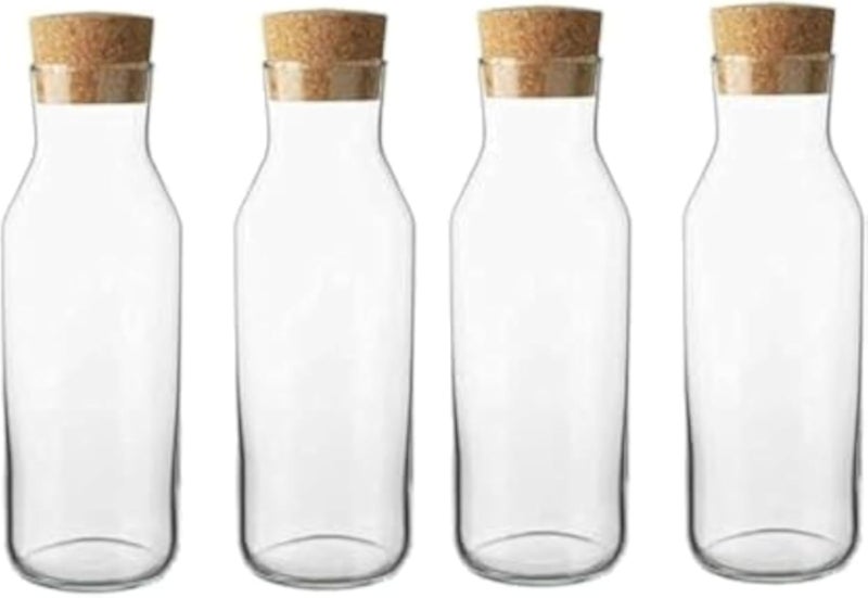 إبريق زجاجي شفاف من ايكيا 365 (34 أونصة) مع سدادة من الفلين، مثالي لإبريق الماء الساخن والبارد، وصانع الشاي/القهوة، والشاي المثلج، وإبريق المشروبات، وكذلك لتقديم النبيذ (4، 34 أونصة).